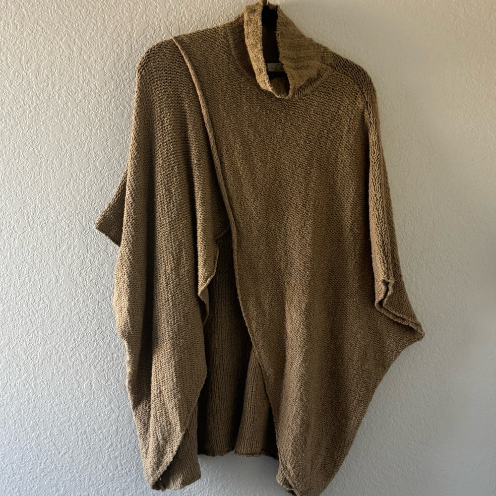 Anthropologie Batwing Knit Poncho Knit Sweater Olive Green Women’s OSFA